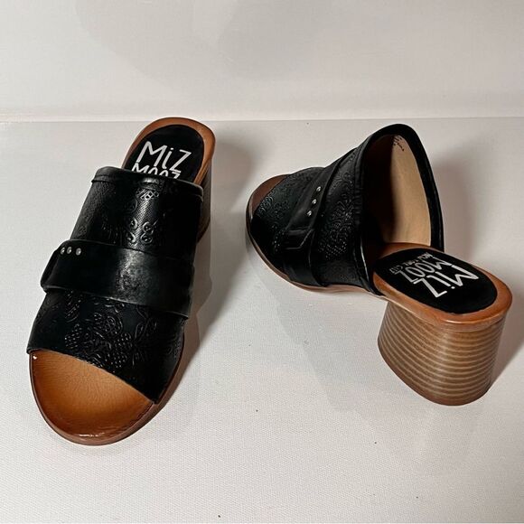 Miz Mooz Braydon Wide Width Leather Heeled Slide Sandals - Picture 3 of 7